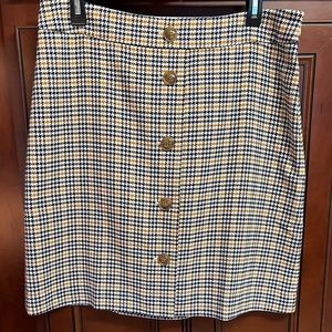 Plaid Skirt with Buttons